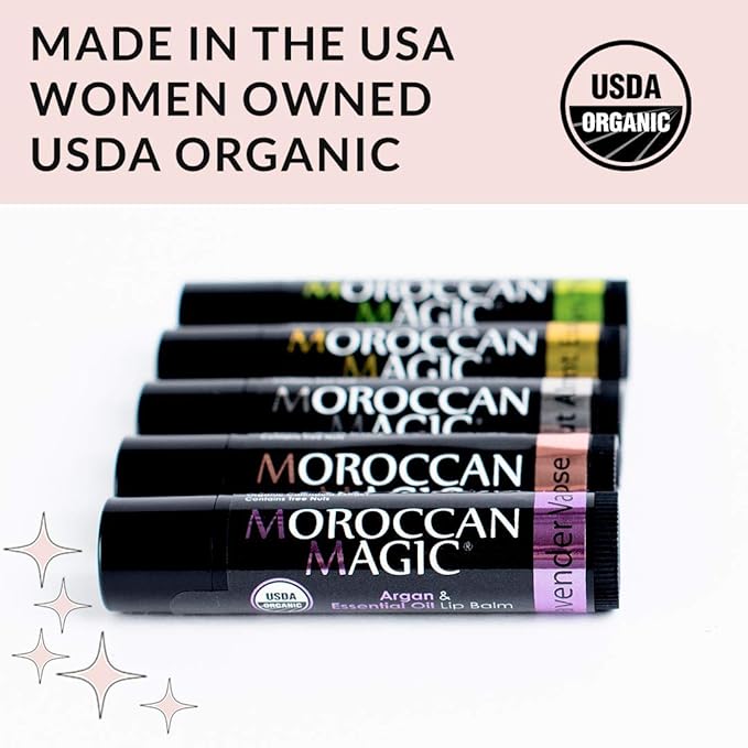 Moroccan Magic Organic Lip Balm Variety Pack Gift Set | Natural Argan and Essential Oils | Smooth | Non-Toxic Cruelty Free | 8 Pack-Velvo Beauty