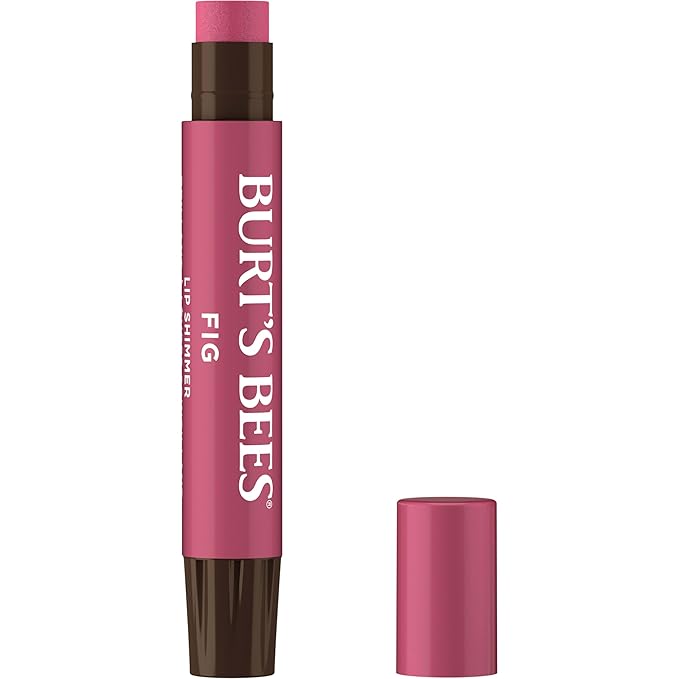 Burt's Bees Shimmer Lip Tint, Tinted Lip Balm Stick, Moisturizing for All Day Hydration with Natural Glowy Pigmented Finish & Buildable Color, Fig, 1 Tube, 0.09 oz.-Velvo Beauty