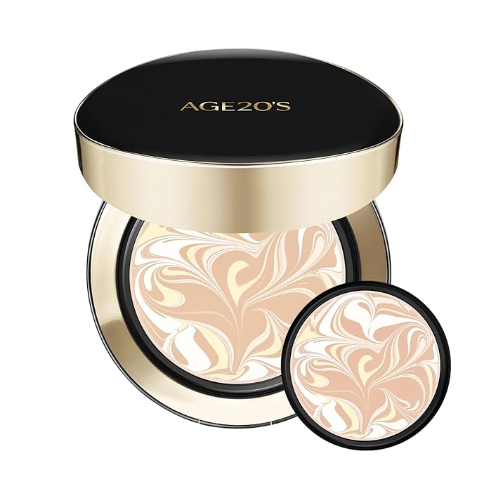 AGE20'S Signature Essence Pact SPF 50+ | Pack of 2 | 17N IVORY | Cream Foundation, Dewy Finish, Natural Coverage | Korean Cushion Foundation-Velvo Beauty
