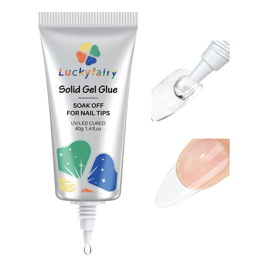 40ml Super Strong Nail Glue Soft Solid Gel Nail Glue for Press Ons Acrylic Nails, Mess Free, Lamp Curing Needed, Durable & Long-Lasting-Velvo Beauty