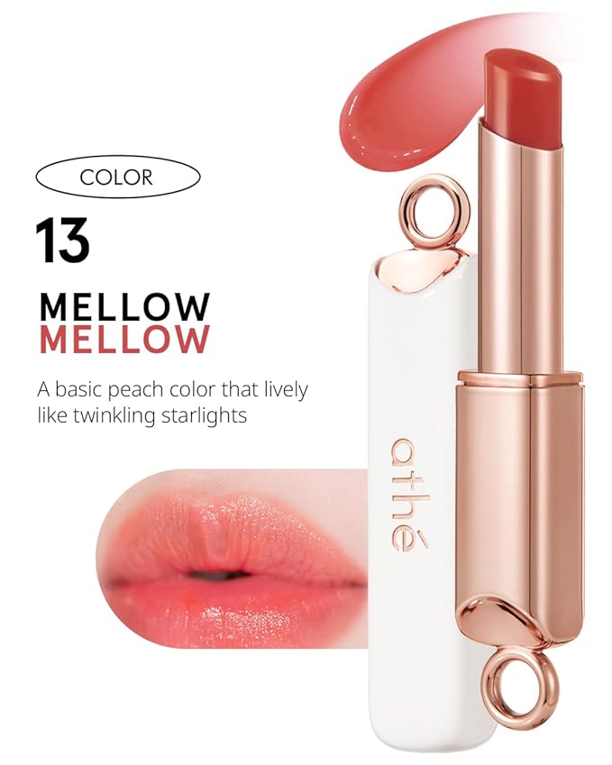 ATHÉ Authentic Lip Balm 13 MELLOW, Korean Vegan Color Lip Blam, Long Lasting Buildable Glow Lip Balm without Stickiness, Cruelty-Free, Clean-Beauty, 0.11oz.-Velvo Beauty