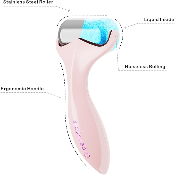 Greenstalk Ice Roller for Face & Eyes – Medical-Grade Stainless Steel Cooling Face Roller for Puffiness Relief, Dark Circles, Skincare Routine – Dual Cold & Warm Therapy, Ergonomic Design-Velvo Beauty