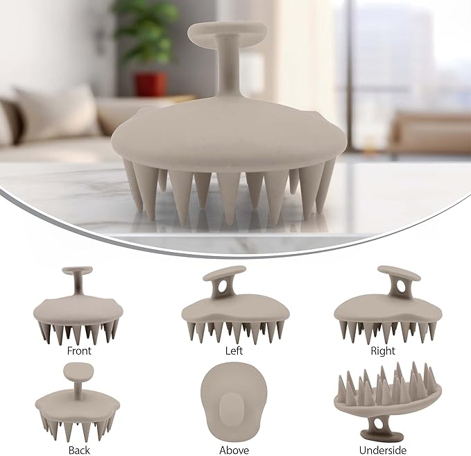 Fiora Naturals Scalp Massager Shampoo Brush - Silicon Scalp Scrubber & Exfoliator for Dandruff Removal and Hair Growth, Scalp Brush for Wet & Dry Hair, Shampoo Brush for Men, Women, Kids - BPA Free-Velvo Beauty