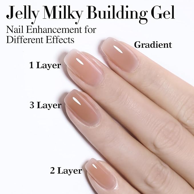 Double Rhythm 0.52Oz Nail Strengthener Rubber Gel Polish Builder in a Bottle for Nail Thickening Extension Hard Structure Glue (Extension Light Nude)-Velvo Beauty