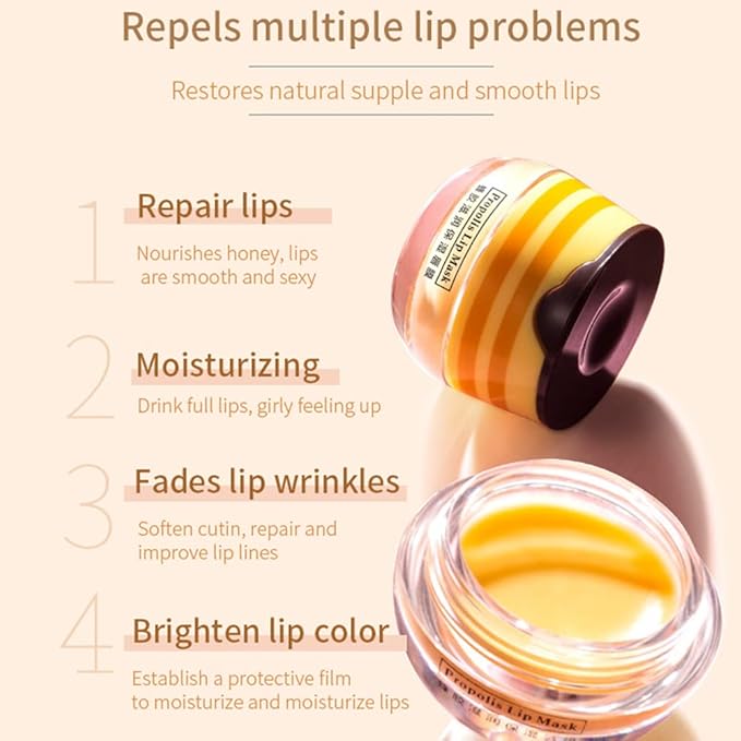 4Pcs Bee Lip Balm Honey Pot,Honey Lip Mask Hydrating Prevention Dry and Cracked Lip Scrubs Exfoliator,lip balm hydrating Bee Lip Mask Balm,Lip Sleep Mask Reduces Lip Lines-Velvo Beauty
