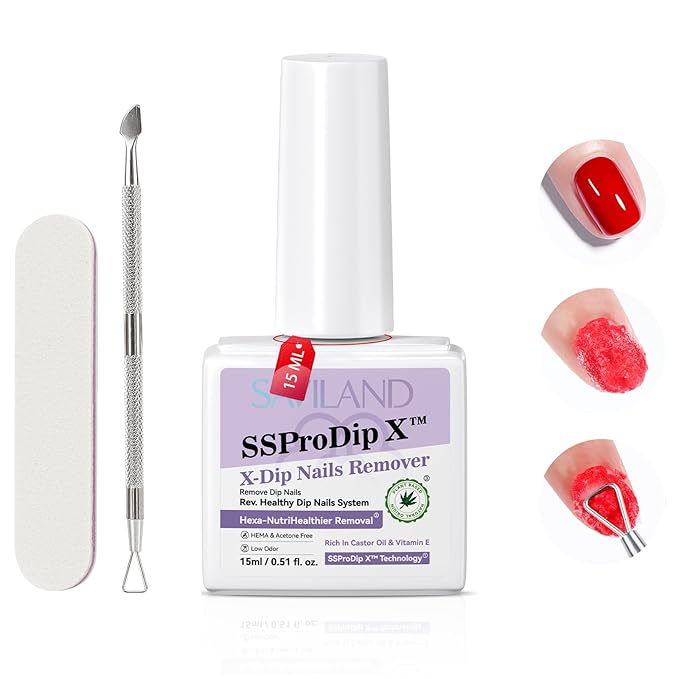 SAVILAND Pro Dip Powder Remover Kit - Gentle & Easy Dip Nail Removal Nail File & Scraper for Home Use, No Need Soaking & Wrapping (0.5 Fl Oz)-Velvo Beauty