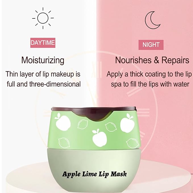 Apple Lime Sleeping Lip Mask, Bee Lip Balm Lip Mask Honey Pot, Lip Mask Overnight Propolis Moisturizing Lip Balm with Stick, Hydrating Repair Prevention Dry & Cracked Lip Scrubs Exfoliato-Velvo Beauty