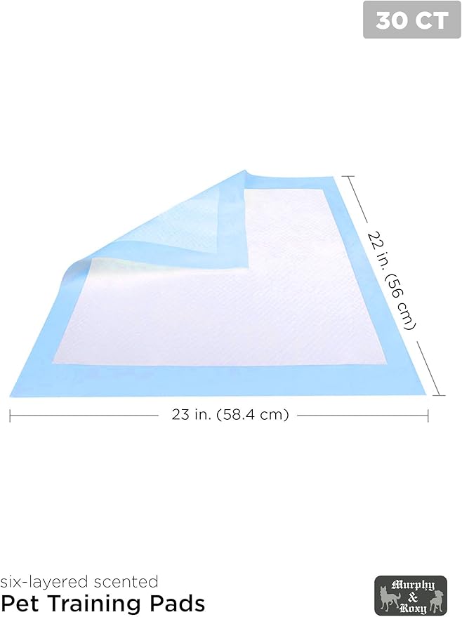 MR30 Murphy & Roxy Pet's Super Absorbent, Six-Layer, Scented Training Pads (30 Pack), Blue-Velvo Beauty