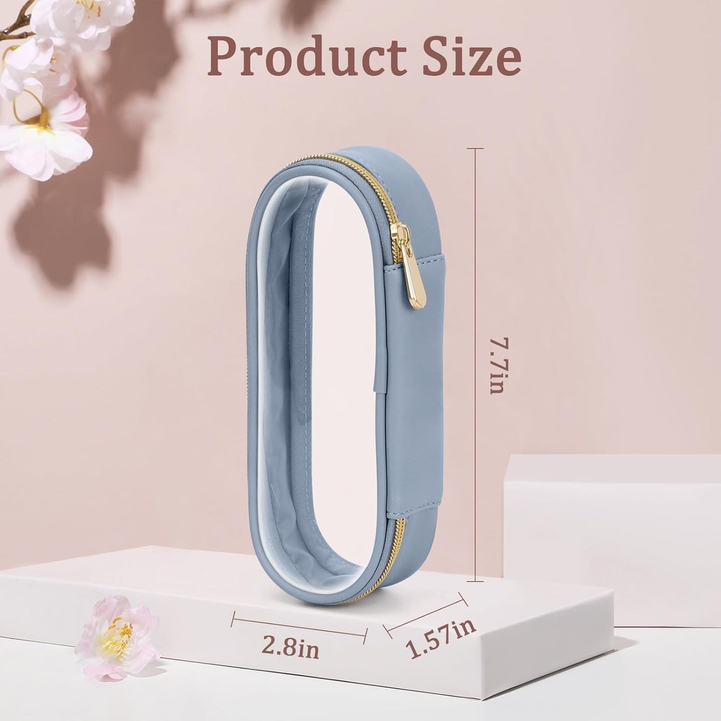 Clear Travel Makeup Brush Holder, Leather Makeup Brush Toiletry Bag, Portable Cosmetic Brush Case, Transparent Waterproof Makeup Brush Storage Bag, Blue-Velvo Beauty