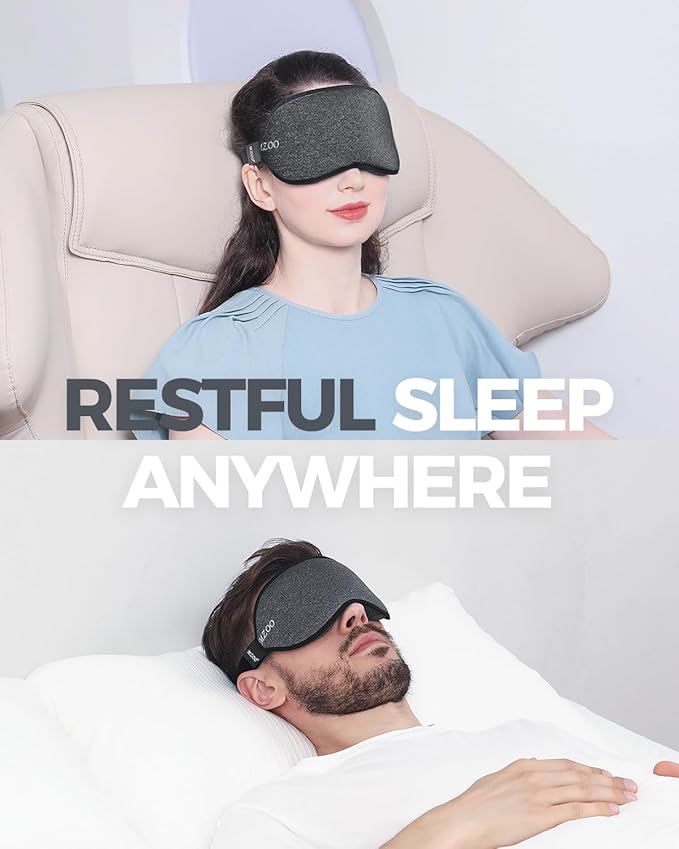 MZOO Luxury Sleep Mask for Back, Side Sleeper, Complete Light Blocking Sleeping Eye Mask Night Blindfold, 3D Zero Pressure & Spacious for Lash Extensions, Breathable Soft Eye Cover Flight Nap Travel-Velvo Beauty