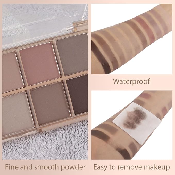 evpct 10 Colors Matte Nude Eye Shadow Palette Makeup for Older Women, Nude Brown Pink Cocoa Taupe Mauve Neutral Matte Cream Smokey Mini Eyeshadow Palette for Blue Green Eyes, Contour Makeup Palettes 4-Velvo Beauty