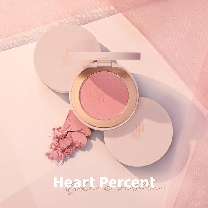 Heart Percent Dote on Mood Glow Blush, Smooth Radiant Color Luminous Shimmering Stain Finish Cheek Makeup Blush (03. Veil Nude)-Velvo Beauty