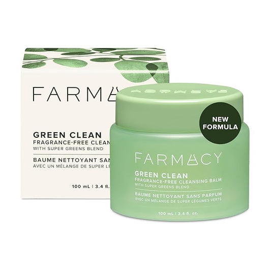 Farmacy Makeup Remover Cleansing Balm - Green Clean Waterproof Makeup Remover + Oil Based Cleanser - Newly Formulated Double Cleanser with Plant Based Waxes + Upcycled Moringa (100ml)-Velvo Beauty