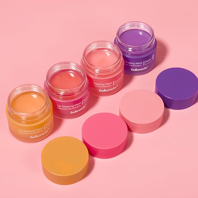 2Pcs Lip Glowy Balm and Lip Sleeping Mask Set, with 4 Flavor Options - Reduce Lip Lines, Enhance Lip Color, Hydrate & Plump Dry Chapped Lips Care (Peach)-Velvo Beauty