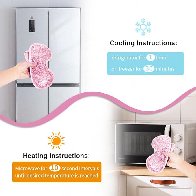 Cooling Eye Mask Gel Eye Mask Reusable Cold Eye Mask for Puffy Eyes, Eye Ice Pack Eye Mask with Soft Plush Backing for Dark Circles, Migraine, Stress Relief-Velvo Beauty