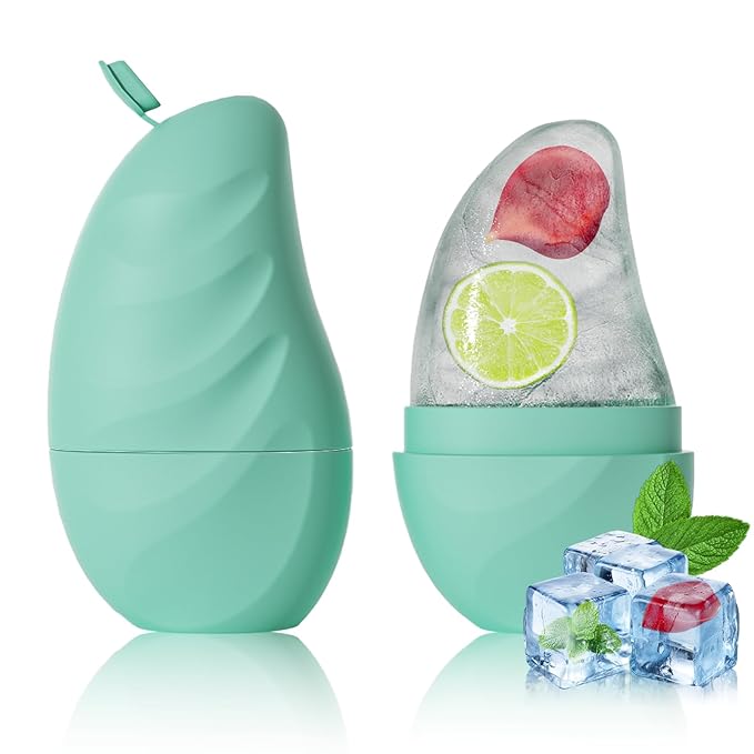 Silicone Facial Ice Cube Roller Massager, Facial Beauty Care Tool, Reusable Face Ice Mold - Brighten Skin, Reduce Puffiness for Face & Eyes (Cyan)-Velvo Beauty