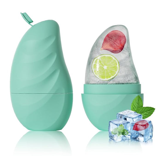 Silicone Facial Ice Cube Roller Massager, Facial Beauty Care Tool, Reusable Face Ice Mold - Brighten Skin, Reduce Puffiness for Face & Eyes (Cyan)-Velvo Beauty