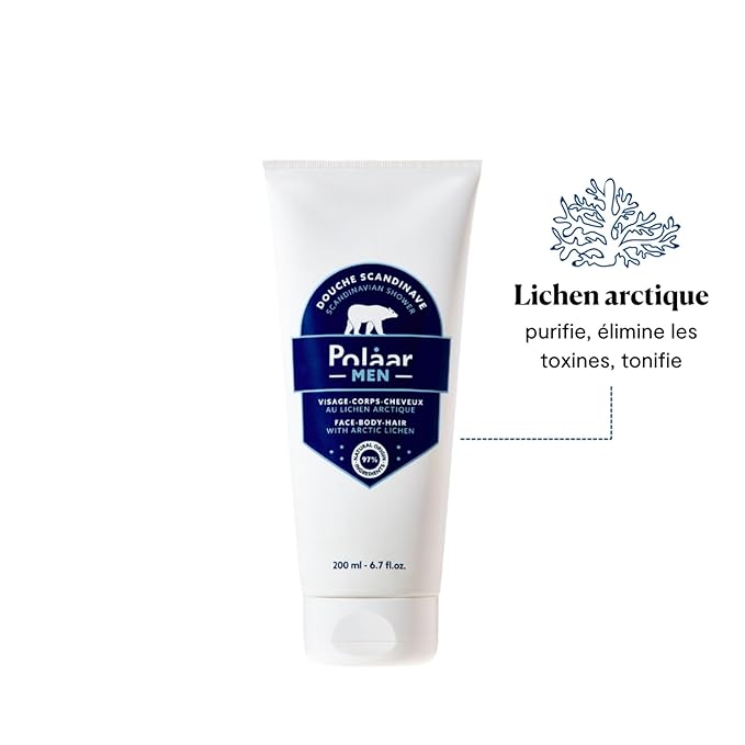 Polåar Men - Set for Men’s Skin Care - Moisturizing Cream with Siberian Olive + Shower Gel with Arctic Lichen - 2 Face, Body and Hair Treatments - Vegan, Curelty Free, Made in France-Velvo Beauty