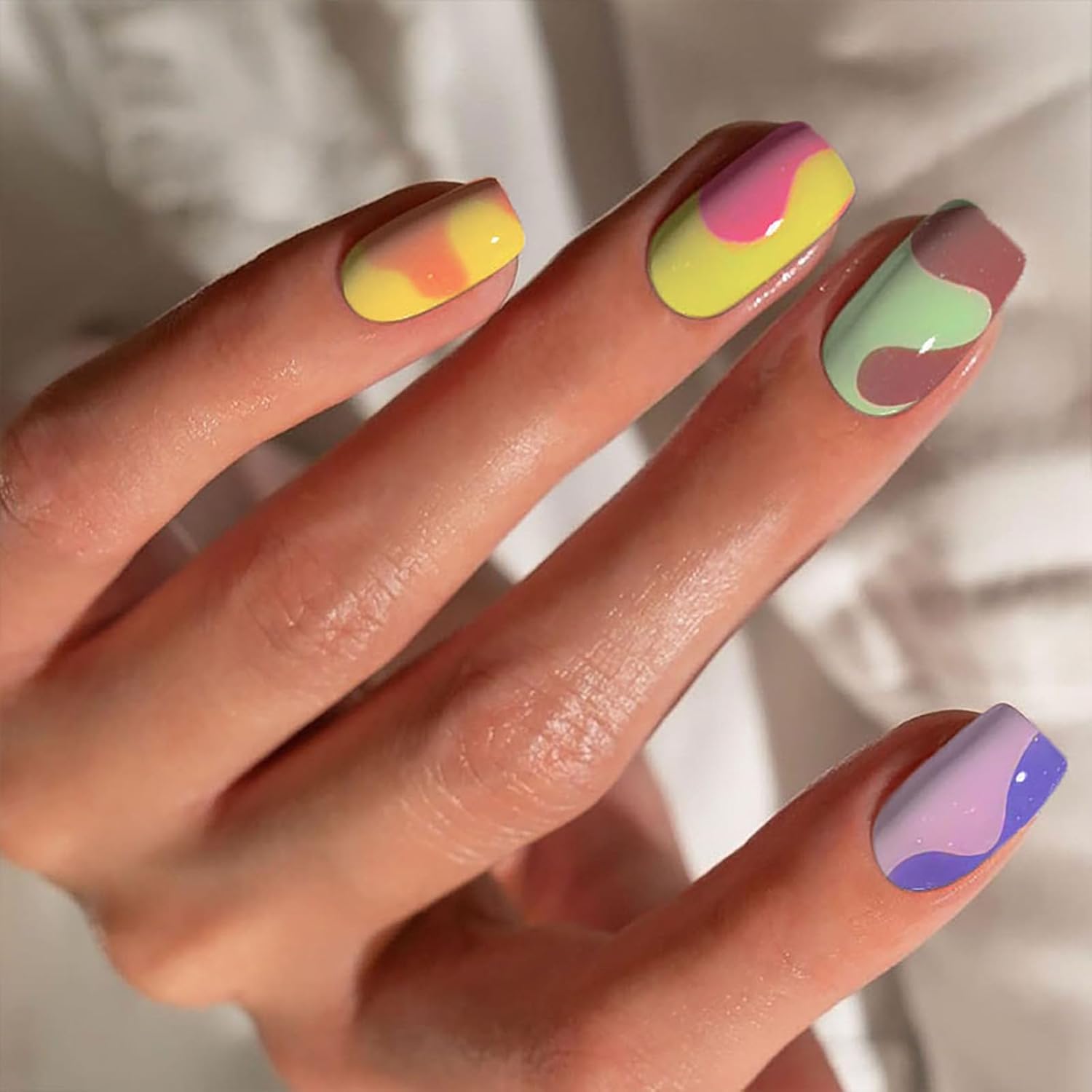 Semi Cured Gel Nail Strips with Colorful Designs Gel nail stickers Glossy Nail strips Salon Quality & Easy to Use 20 Pcs for Women-Velvo Beauty