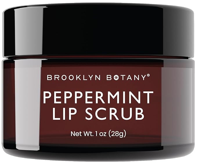 Brooklyn Botany Lip Scrub Exfoliator 1 oz – Lip Moisturizer for Dry Lips and Chapped Lips – Gentle Lip Exfoliator for Smooth and Brighter Lips – Peppermint Flavor-Velvo Beauty
