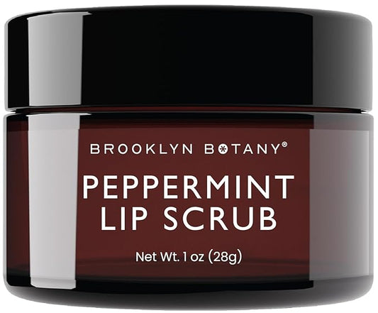 Brooklyn Botany Lip Scrub Exfoliator 1 oz – Lip Moisturizer for Dry Lips and Chapped Lips – Gentle Lip Exfoliator for Smooth and Brighter Lips – Peppermint Flavor-Velvo Beauty