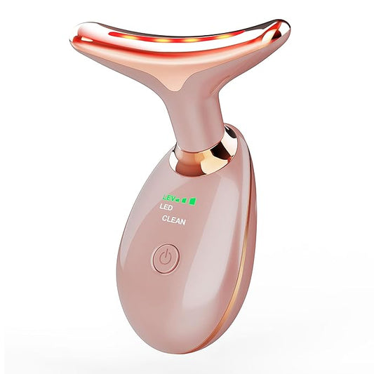 7-in-1 Deplux Face Neck Massager for Daily Skin Care Routine, Portable Facial Massager, Skin Care Tool, Rose Gold-Velvo Beauty