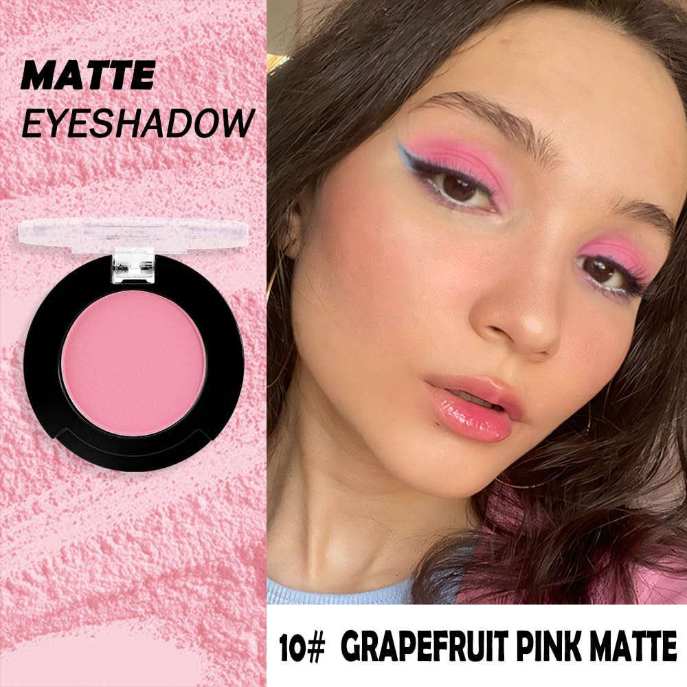 Monochrome Pressed Eyeshadow, Matte Pink Waterproof Neutral Powde Mini Eyeshadow, sombras para ojos, Talc, Paraben & Cruelty Free (C09#Matte Pink)-Velvo Beauty