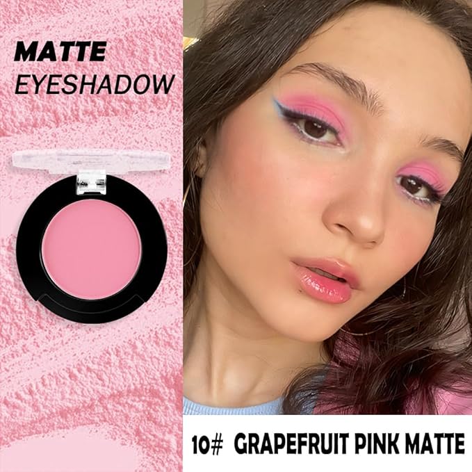 Monochrome Matte Eyeshadow Makeup Palette,Highly Pigmented Grapefruit Color Eyeshadow Palette,Matte Pressed Powder Eye shadow Makeup,Single Vegan Eye Shadow,Daily Evening Women Girls Eyeshadow Gift10#-Velvo Beauty