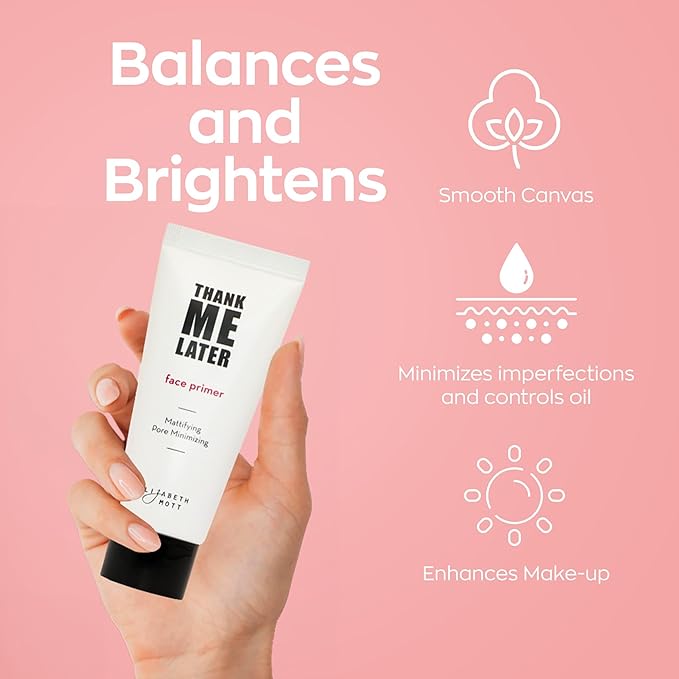 Elizabeth Mott Thank Me Later Face Primer - Mattifying Makeup Base Primer for Shine and Oil Control - Pore Minimizer, Smooths Wrinkles and Fine Lines – Long-Lasting Makeup Gripping Formula, 30g-Velvo Beauty