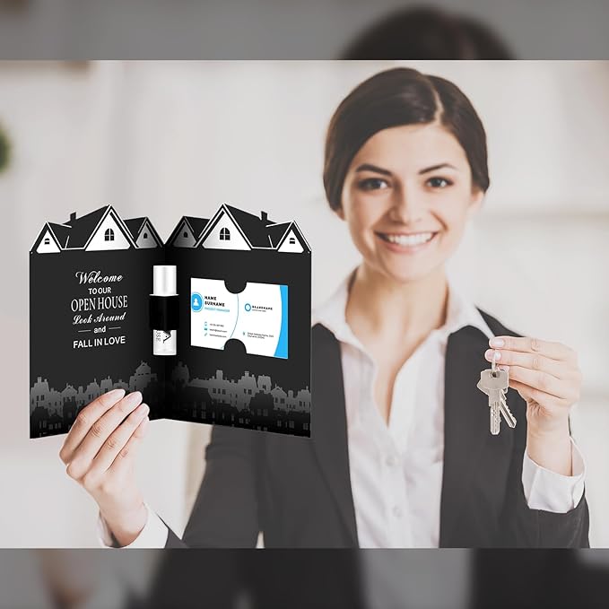 50 Pcs Open House Lip Balm with Cards Real Estate Agent Supplies Lip Moisturizer Moisturizing Lip Balm Bulk Moisturizing Lip Balm Stick for Open House Business Advertising Events-Velvo Beauty