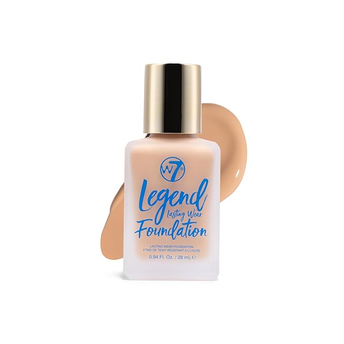 W7 Legend Foundation - Creamy Liquid Foundation for Poreless, Semi-Matte Medium Coverage - 28ml (Soft Tan)-Velvo Beauty