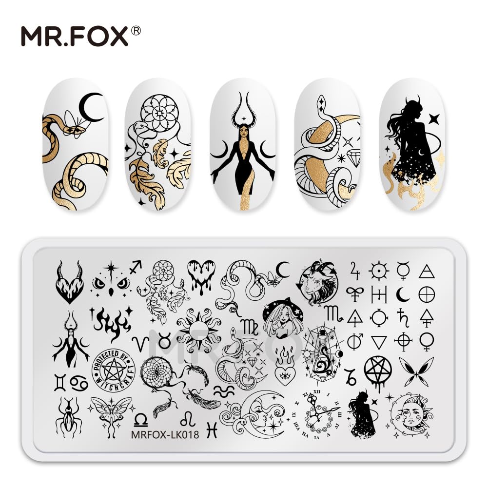 5 Pcs Nail Plates Stamping Set Starry Star Moon Esoteric Elements Nail Art DIY Stamping Template-Velvo Beauty