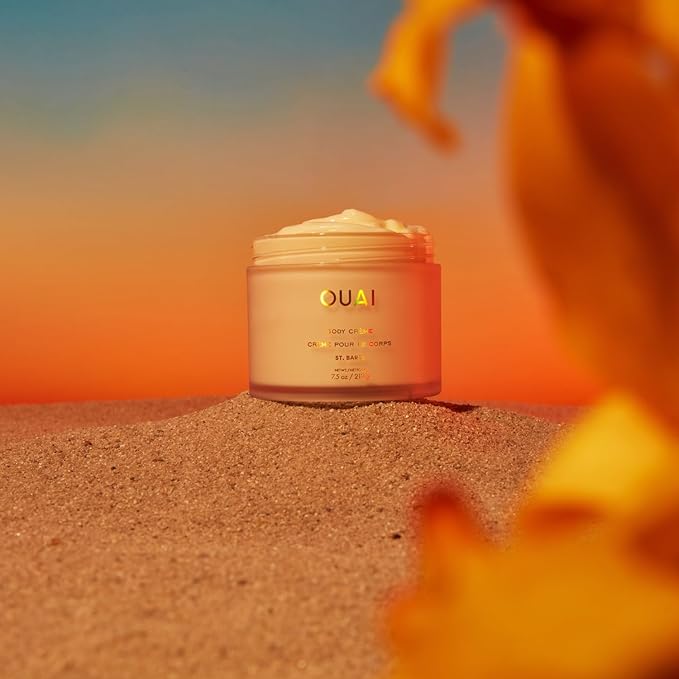 OUAI Body Cream, St. Barts - Hydrating Whipped Body Cream with Cupuaçu Butter, Coconut Oil and Squalane - Softens Skin and Delivers Healthy-Looking Glow - Sulfate-Free Skin Care (7.5 Oz)-Velvo Beauty