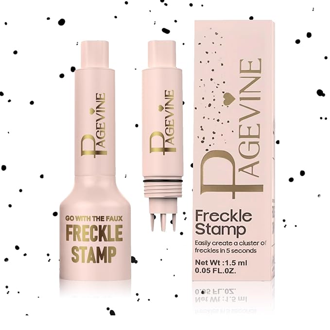 Upgrade Freckle Pen Stamp– Waterproof Faux Fake Freckles Makeup Tool, Natural-Looking Freckle Maker & Spray with Multi-Prong Precision Stamp Head, Long-Lasting Sunkissed Makeup (DARK)-Velvo Beauty