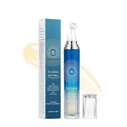 Eye Serum with Roller ball, 15 ML Eye Cream for Dark Circles and Puffiness, Anti-Aging Under Eye Roller Cream Reduce Wrinkles and fine lines-Velvo Beauty