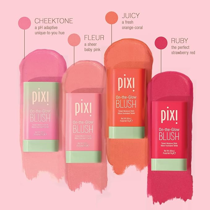 Pixi On-the-Glow Blush - Juicy, Hydrating Tinted Moisture Blush Stick with Ginseng, Aloe Vera & Fruit Extracts, For Cheeks & Lips, 19g / 0.6oz, Paraben-Free-Velvo Beauty