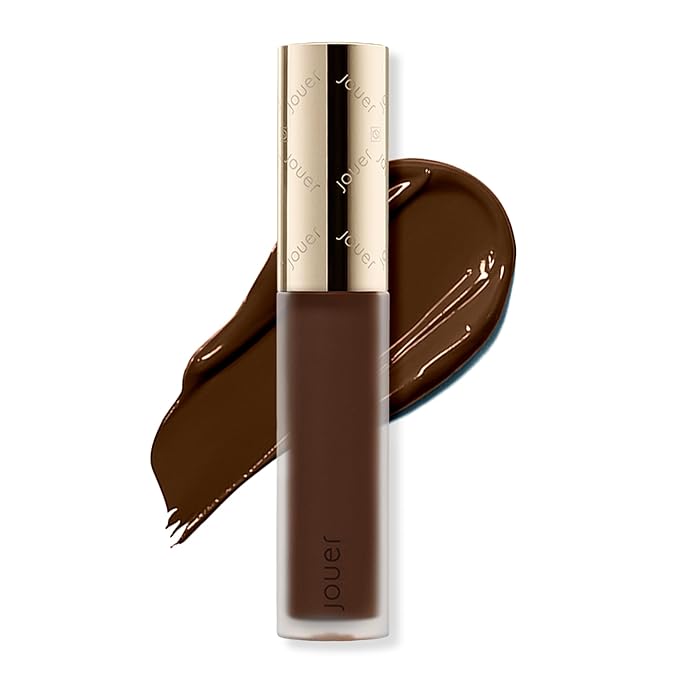 Jouer Essential High Coverage Liquid Concealer - Brightening Concealer - Color Corrector for Under Eye Dark Circles, Spot Coverage, and Eye Primer - Soft Matte Finish, Ebony-Velvo Beauty