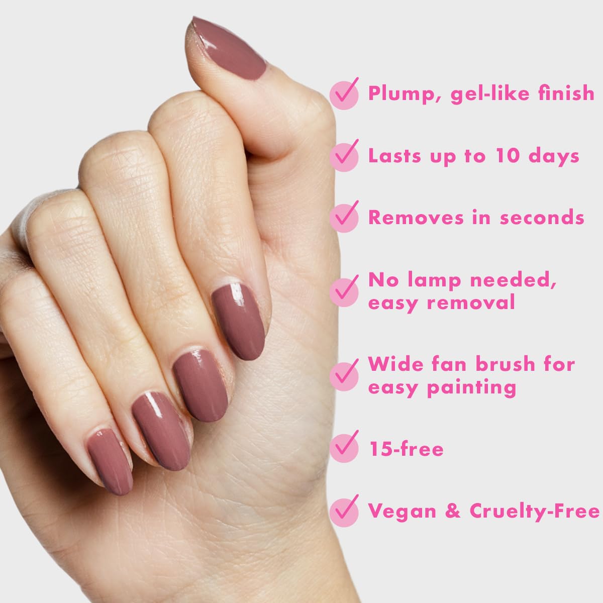 Olive & June Long Lasting Nail Polish | Plump Gel-Like Finish No Lamp Needed | Lasts up to 10 days | Salon-Quality Color at Home | 15-Free Vegan Cruelty-Free Chip-Resistant Shine |Shacket Rose Neutral-Velvo Beauty