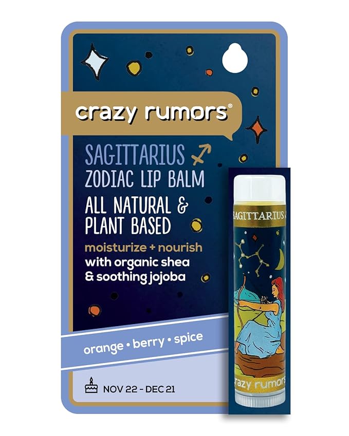 Crazy Rumors Sagittarius Zodiac All Natural, Plant Based Lip Balm to Moisturize and Nourish your Lips - Fire Blend (Sweet Orange, Fresh Berry, Aromatic Spice)-Velvo Beauty