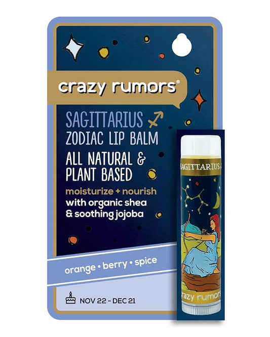 Crazy Rumors Sagittarius Zodiac All Natural, Plant Based Lip Balm to Moisturize and Nourish your Lips - Fire Blend (Sweet Orange, Fresh Berry, Aromatic Spice)-Velvo Beauty