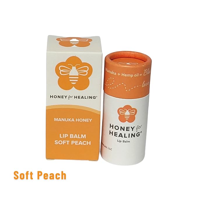 Lip Balm Moisturizer with Manuka Honey 15+ UMF, Coconut Oil, and Castor Oil For Chapped, Cracked, Dry Lips | Protects, Smoothes, and Nourishes your Lips | 0.25 oz / 7 gr. (Soft Peach)-Velvo Beauty
