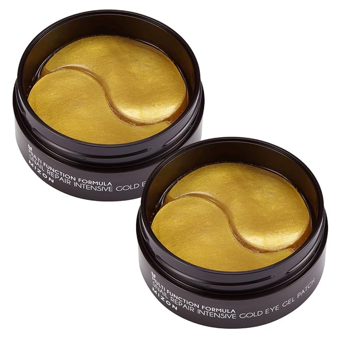 MIZON 24K Gold and Snail Mucin Hydrogel Under Eye Patches for Puffy Eyes Dark Circles Moisturizing Fine Lines Korean Skincare Pack of (Pack of 2, 120 Pairs)-Velvo Beauty