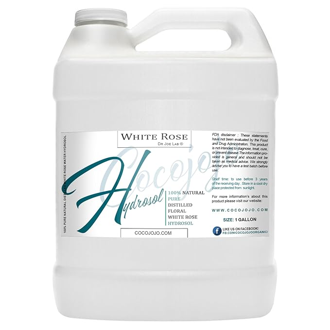 Dr Joe Lab White Rose Water Hydrosol - Natural Distilled Bulgarian Non-GMO Vegan Hydrating Toning Spray Mist Face Hair Skin Pores Locs Dreads - Packaging May Vary (1 Gallon)-Velvo Beauty