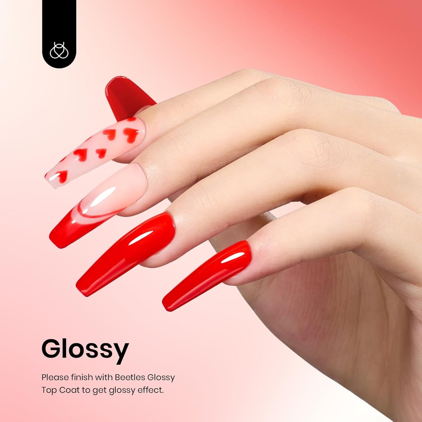 Beetles Red Gel Nail Polish, 1 Pcs 15ml 0.51 FL.OZ Red Color Soak Off U V LED Gel Polish Nail Art Design Manicure Salon DIY Salon-Velvo Beauty