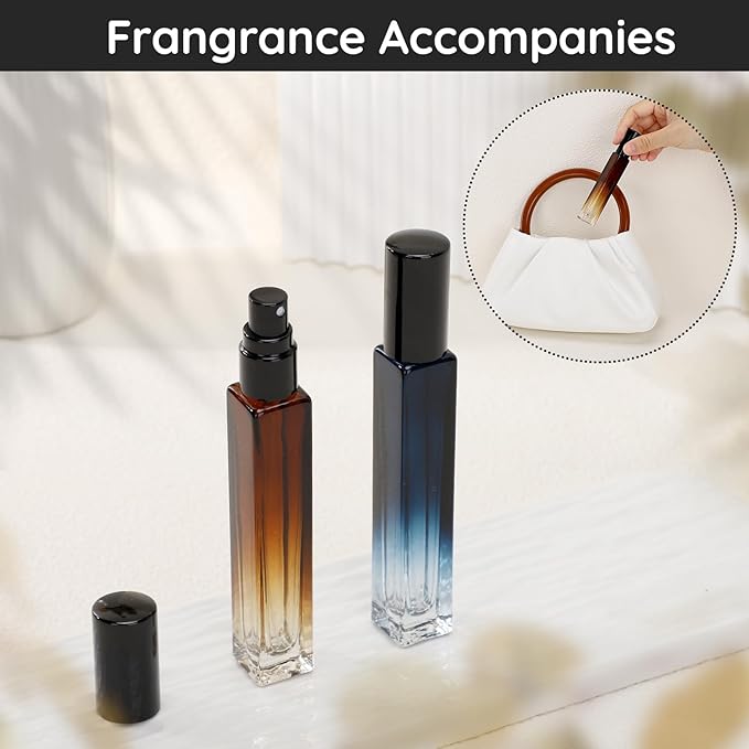 Segbeauty 2 Pack Perfume Atomizer, 10ML Empty Refillable Glass Spray Bottles for Cologne, Portable Leak-proof Fine Mist Perfume Dispenser, Travel Must Sample Bottle Toiletries Press Pump Container-Velvo Beauty