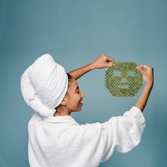 Jade Facial Mask,Natural Stone Jade Sleep Mask,Anti-Aging Jade Eye Mask Massage Tools for Puffy Eyes Dark Circles-Velvo Beauty