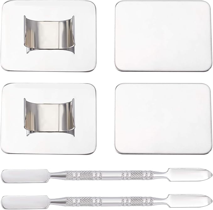 OLYCRAFT 6PCS Stainless Steel Makeup Palette Mini Ring Palette with Spatula Tool Makeup Palette Tools for Nail DIY Art Design Paint Color- 1.7 x 1.3 Inch-Velvo Beauty