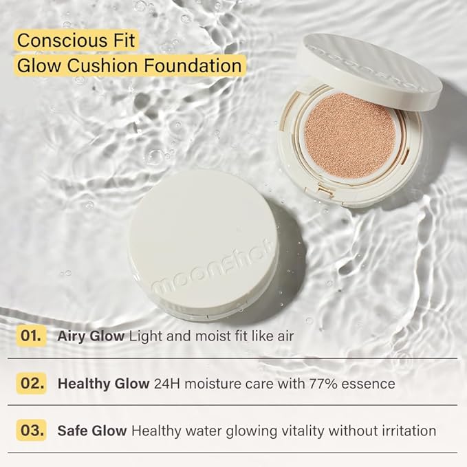 MOONSHOT KOREA Matte Fit Cushion Foundation Full Coverage Matte Finish, Breathable Makeup for Face, Long Lasting, Lightweight K-BEAUTY (21C Cosmic Peach, Matte Fit Cushion)-Velvo Beauty