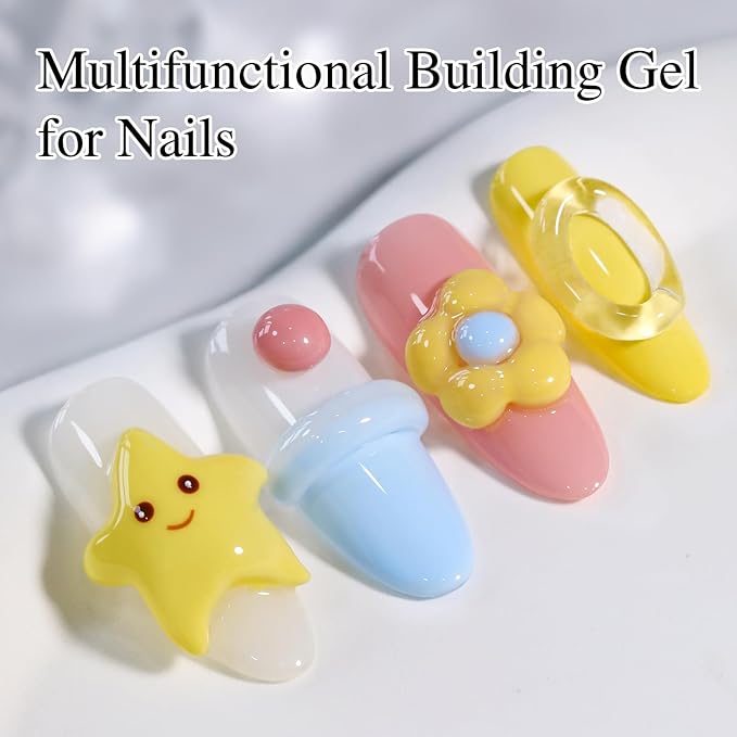 Double Rhythm 3D Clear Solid Sculpting Gel for Nail Art - Non-Sticky Hard Gel for Building, Carving, Molding Extension - Soak Off UV/LED Salon Home DIY 0.5 Oz (Clear)-Velvo Beauty