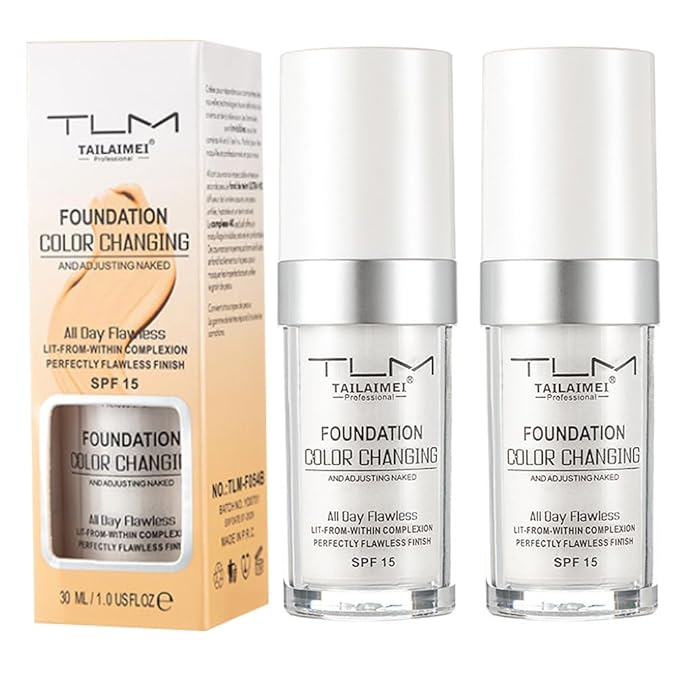 2PCS TLM Colour Changing Foundation - Flawless Coverage, Lightweight Formula, Adapts to Skin Tone, Hides Wrinkles & Lines, Hydrating & Long-Lasting, BB Cream Makeup Base Concealer Cover-Velvo Beauty